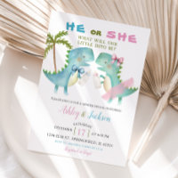 He or She Dino With Pink Blue Bow Gender Reveal