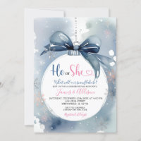 He Or She Dusty Blue Winter Ornament Gender Reveal