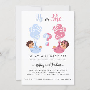 He or She Gender Reveal Invitation