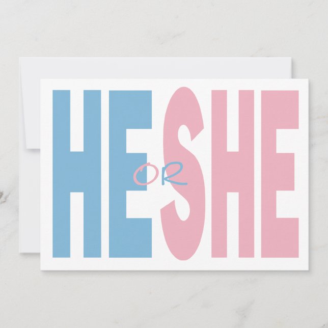 He or She Gender Reveal Party Invitation (Front)