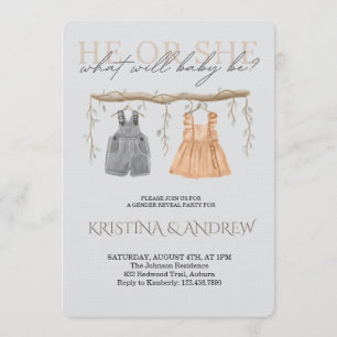 He or She Gender Reveal Party Invitation
