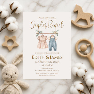 He or She Gender Reveal with a Clothesline Invitation