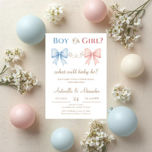 He or She Gender Reveal with bows Invitation