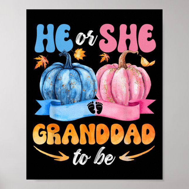 He Or She Granddad To Be Baby Reveal Party Hallowe Poster (Front)