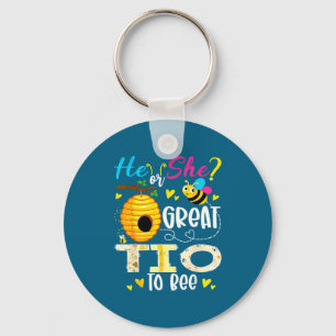 He or she great tio to bee gender reveal party key ring