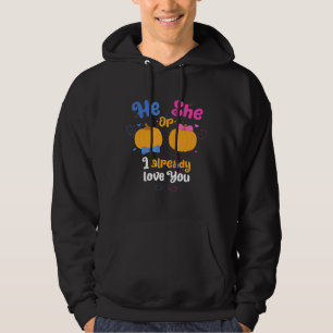 He Or She I Already Love You Gender Reveal Party 2 Hoodie