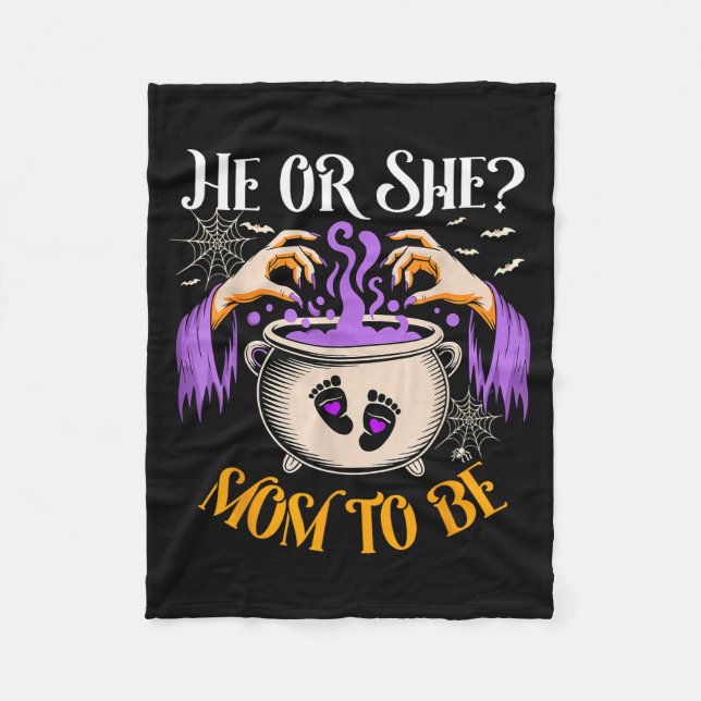 He Or She Mom To Be Baby Reveal Halloween Costume  Fleece Blanket (Front)