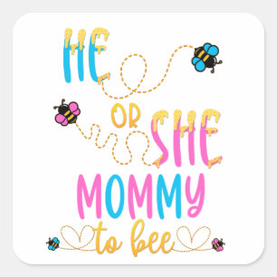 He or She Mummy To bee Baby Announcement Pregnant  Square Sticker