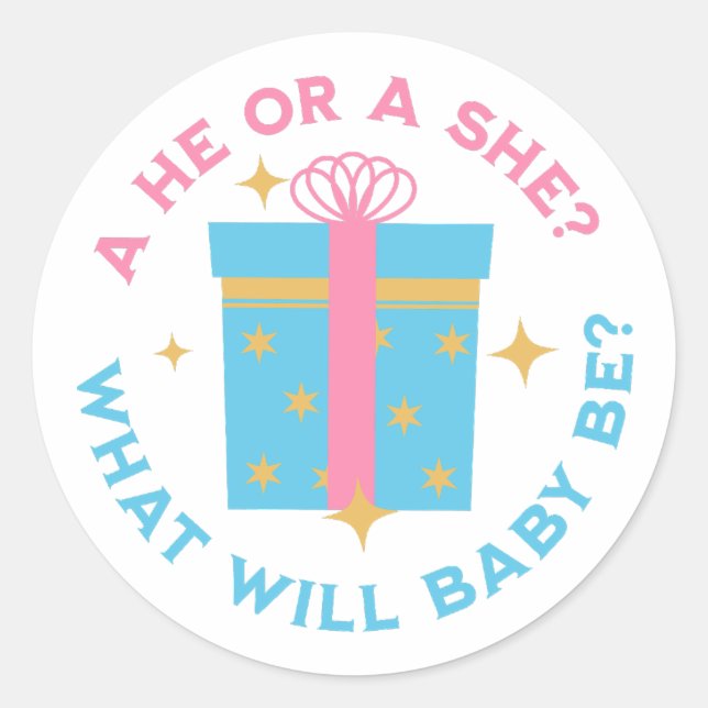 He or She Stickers For Gender Reveal (Front)