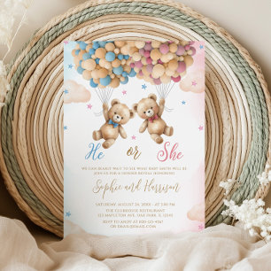 He Or She Teddy Bears Gender Reveal Invitation