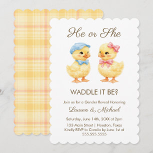 He or She WADDLE IT BE? Gender Reveal Invitation