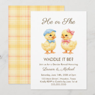 He or She WADDLE IT BE? Gender Reveal Invitation