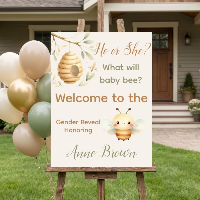 He or She? What Will Baby Bee? Poster (He or She Bee Gender Reveal Welcome Sign. He or She? What Will Baby Bee? )