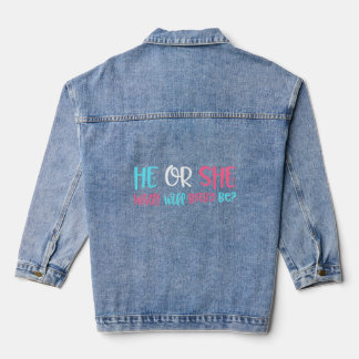 He Or She What Will It Be Gender Reveal Denim Jacket