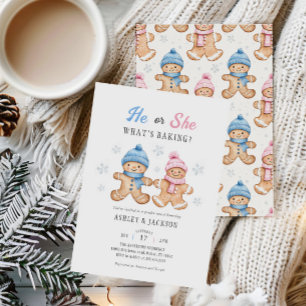He or She What's Baking Gingerbread Gender Reveal Invitation