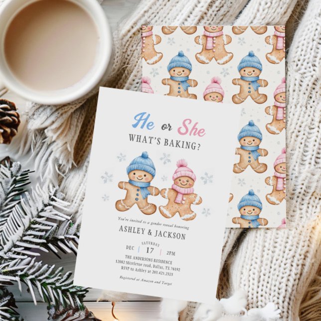He or She What's Baking Gingerbread Gender Reveal Invitation (Creator Uploaded)