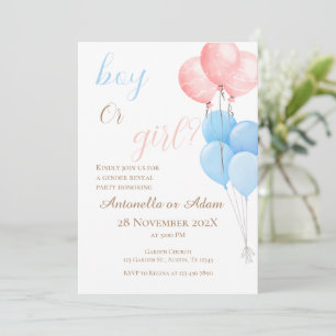 He or She with Balloons Gender Reveal I Invitation
