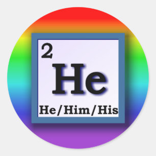 He - Periodic Table gender pronoun on rainbow Classic Round Sticker