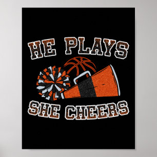 He Plays She Cheers Loud Proud Basketball Cheer Mo Poster