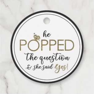 He Popped The Question Circle Favour Tag