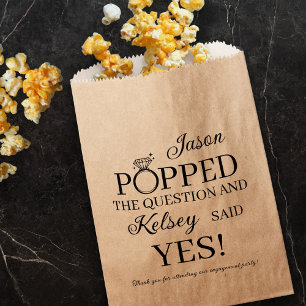 He Popped the Question Engagement Party Popcorn Favour Bags