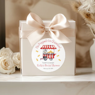 He Popped the Question! Popcorn Bridal Shower Classic Round Sticker