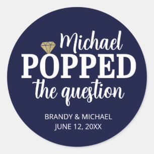 He Popped The Question Sticker Navy