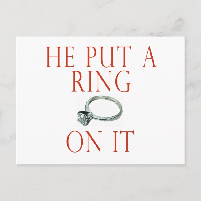 He Put a Ring On It Bride Announcement Postcard (Front)