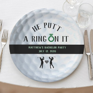 He Putt a Ring On It Golf Bachelor Party Paper Plate