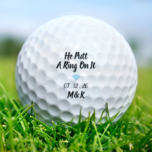 He Putt a Ring on It Wedding Anniversary Monogram Golf Balls