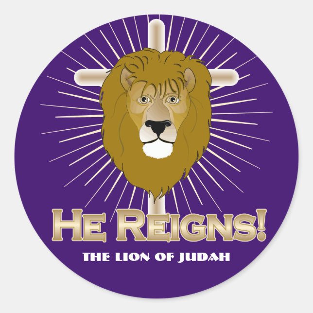 He Reigns! The Lion of Judah STICKERS (Front)