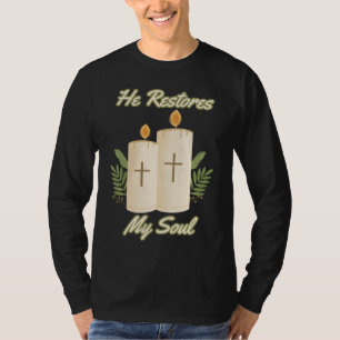He Restores My Soul Bible Quote Men's Long Sleeve T-Shirt