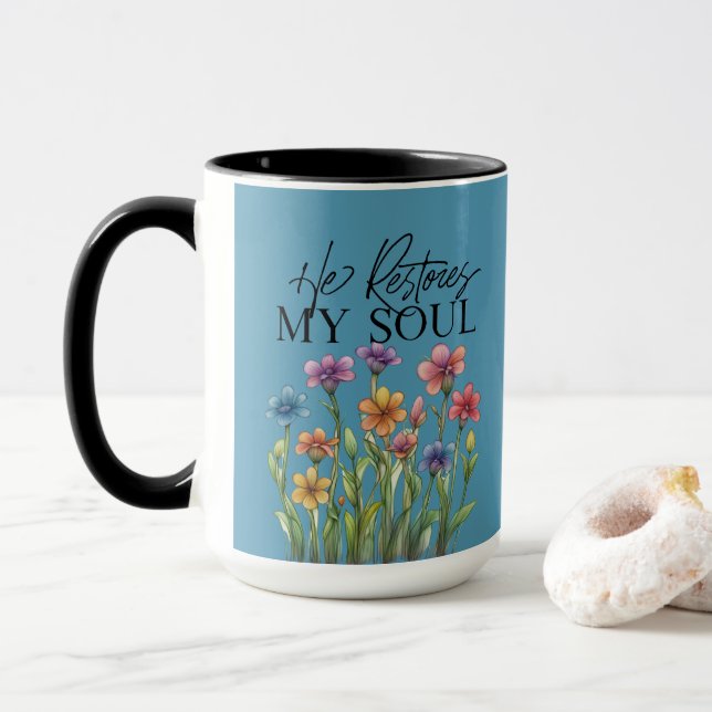 He Restores My Soul Coffee Mug (With Donut)