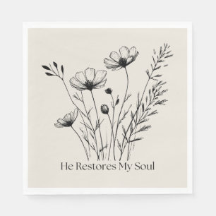 He Restores My Soul Minimalist Design Napkin