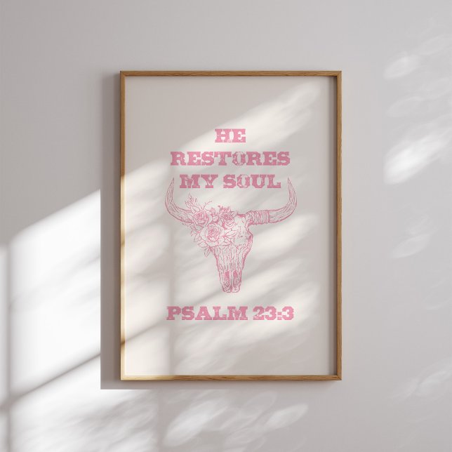 He Restores My Soul Pink Christian Skull Poster (Creator Uploaded)