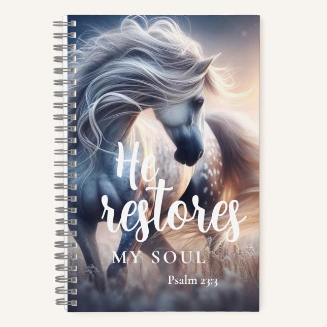 He Restores My Soul Psalm 23:3 Christian Spiral  Notebook (Front)