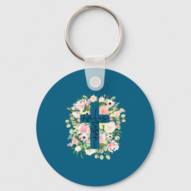 He Risen Jesus Christian Happy Scripture Design Key Ring (Front)