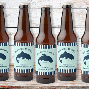 He’s Been Hooked Fishing Bachelor Party Favour Beer Bottle Label