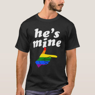 He s Mine Matching Gay Pride Couple Hand Pointing T-Shirt