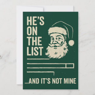 He’s On The List Funny Christmas Holiday Card