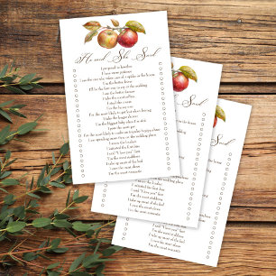 He said she said apple fall bridal shower game