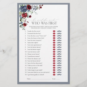 He Said She Said Blue Burgundy Bridal Shower Game