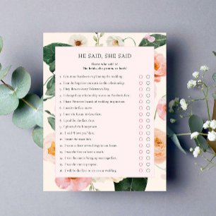 He Said She Said   Blush Floral Bridal Shower
