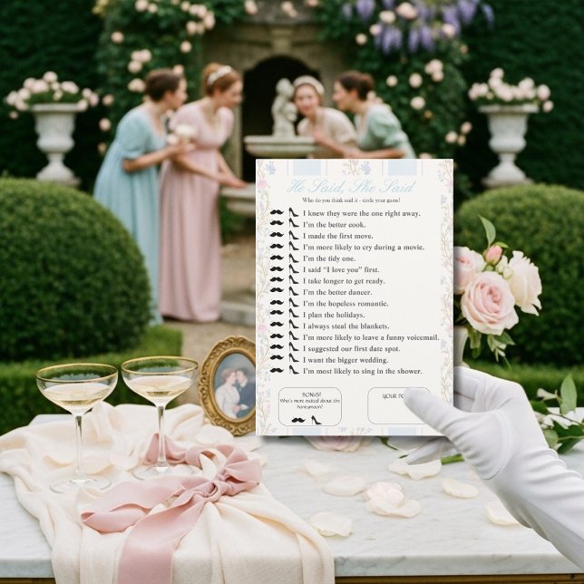 He Said, She Said Bridal shower Floral Game Invitation (He Said, She Said Bridal shower Floral Game)