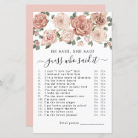 He Said She Said Bridal Shower Game