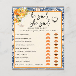 He Said She Said Bridal Shower Game
