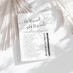 He Said She Said Bridal Shower Game 