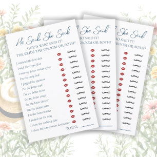 He Said, She Said Bridal Shower Game