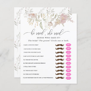 He Said She Said Bridal Shower Game