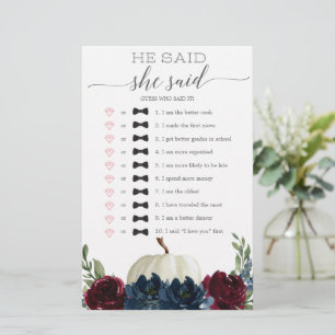 He Said She Said Bridal Shower Game